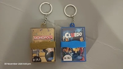 Cluedo & Monopoly Keyring Car Travel Board Games Hasbro Gaming Family Fun - Image 1 of 2