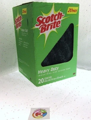 20pc Scotch Brite Heavy Duty Industrial Size Scour Pads 6"x9" 3M - Image 1 of 4