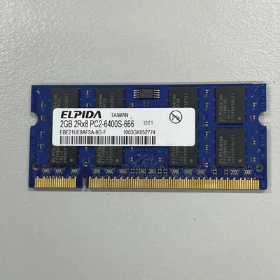 Elpida 2GB DDR2 RAM PC2-6400 800MHz non-ECC Unbuffered SODIMM EBE21UE8AFSA-8G-F - Image 1 of 4