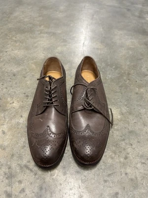 Sapatos sociais masculinos Polo Ralph Lauren Moseley couro ponta das asas oxfords com cadarço 10 D - Imagem 1 de 4