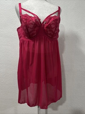 ADORE ME ELLA PLUS BABYDOLL Camisón LENCERÍA TALLA 40D UW SUJETADOR Fucsia Floral Foto 1 de 4