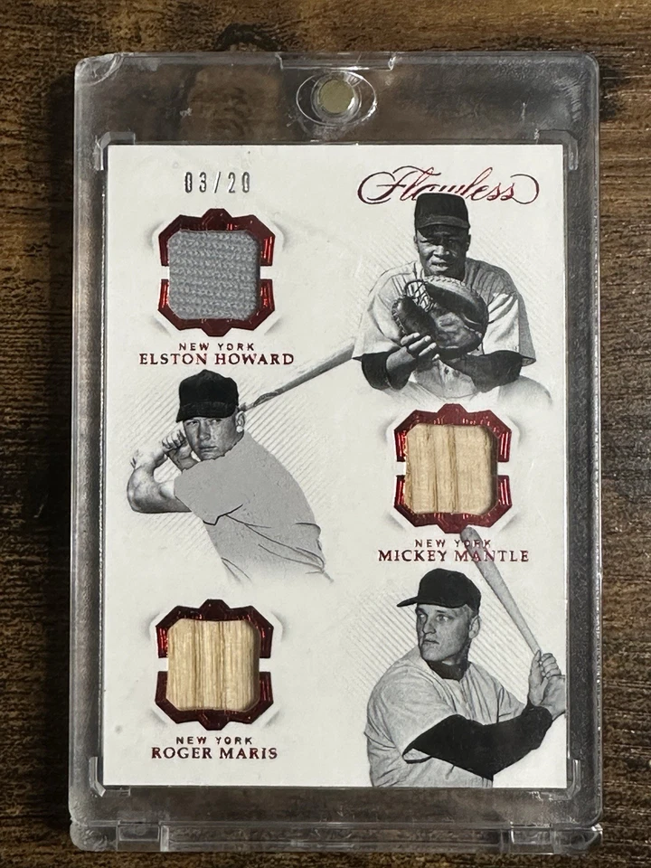 2019 Panini Flawless Triple Legends Mantle, Maris, Howard #TL-HMM Ruby /20 (MEM) - Imagem 1 de 2