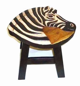 ZIPPY ZEBRA WOOD FOOTSTOOL - ZEBRA FOOT STOOL - Picture 1 of 2