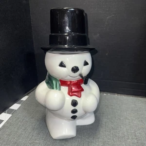 Vintage Christopher Radko Peppermint Puff Snowman Shiny Brite Cookie Jar RETIRED - Picture 1 of 6