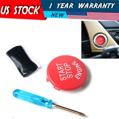Red Engine Start-stop Button Replace Cover For BMW E90 E92 E93 E60 X5 3/5Series Foto 1 de 4