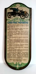 Yorkcraft 1967 Wooden Wall Plaque Hints For Happy Motoring Antique Cars 23"X9,5 - Picture 1 of 7