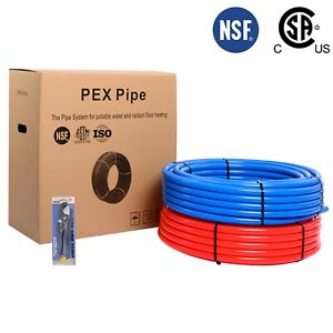 EFIELD 2 Rolls 3/4" x 100ft (200ft) Blue&Red  PEX  Pipe/Tubing  with Pipe Cutter