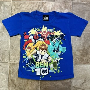 Kids Ben 10 Tv Show Shirt Cartoon Network Blue Graphic Youth Size XS - Picture 1 of 6