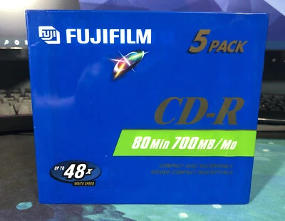 FUJIFILM 80 Min/700MB/Mo CD-R 5 pack - up to 48x write speed - (SEALED)  - Image 1 of 4
