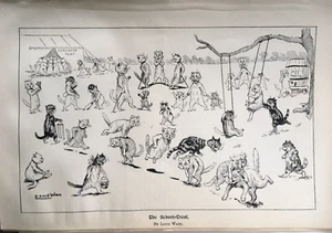 Louis Wain School Treat Cat Ottawa Hamilton Canada Rare Old Antique 1900 Furniss - Picture 1 of 6