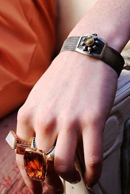 Alp Sagnak Bracelet 24K Gold 925K Silver Handwoven 2.13 ct Green Diamond - Image 1 of 4