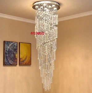 Modern Crystal Spral Raindrop Chandelier Lighting Flush Mount LED Ceiling Lamp - Picture 1 of 5