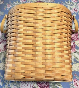 Longaberger RETIRED 2002 Warm Brown L OVAL Waste Basket BASKET/PROTECTOR - Picture 1 of 13