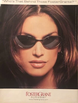 2000 Cindy Crawford Foster Grant Eyewear PRINT AD Malibu Sunglasses Fashion VTG - Image 1 of 4