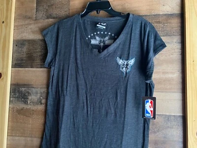 Charlotte Hornets Shirt NEW V-Neck Burnout Rhinestones Womens XL NBA Basketball - Image 1 of 4