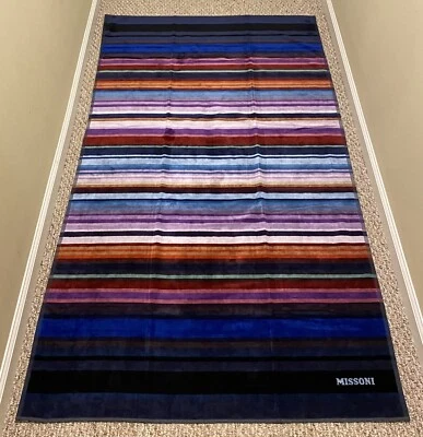 Authentic MISSONI Milano BEACH TOWEL VELOUR 100% COTTON Iconic LOGO 40x70"  New - Image 1 of 4
