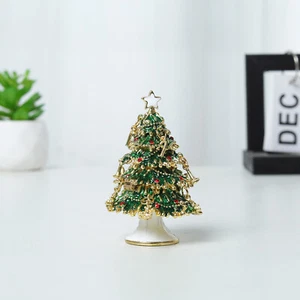 Árbol de Navidad Baratija Bisagras Estrás Joyas Color Esmalte Anillo Caja Regalo - Imagen 1 de 8