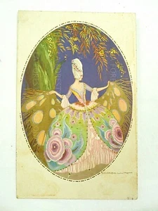 CARTOLINA  ILLUSTRATA CORBELLA MODA VESTITO FASHION VINTAGE ART DECO DORATA - Imagen 1 de 2