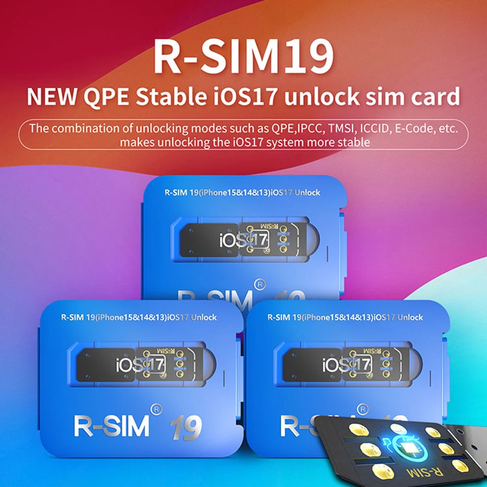 RSIM19 Dual Chip Auto Unlock Card for iPhone 15/15 PRO/14/14PRO/13/12/11/X/8 - Image 1 of 4