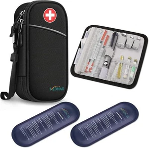 Insulin Cooler Travel Case with 2 Ice Pack, Diabetic Medication Organizer Bag - Picture 1 of 8
