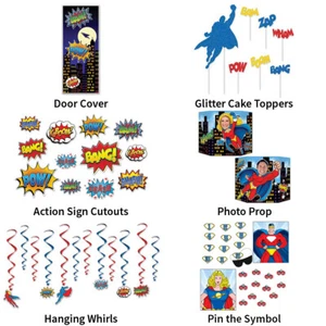 SUPERHERO COMIC BOOK THEME DECORATIONS - PARTYWARE COMPLETE SELECTION - Picture 1 of 7