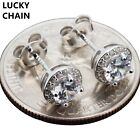 925 STERLING SILVER BLING OUT AAA CZ CRYSTAL ROUND STUD EARRING 7MM D2