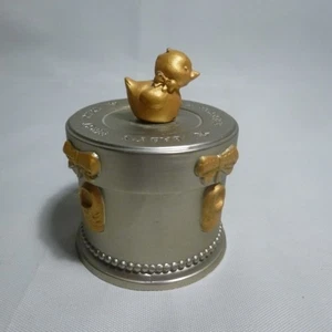 Schmuckkästchen - BABY's FIRST CURL - ANDENKEN, silbernes Metall mit goldenen Details - NEUWERTIG - Bild 1 von 8