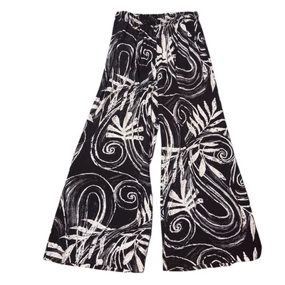 Pantalones Jams World XL Floral Pierna Ancha Hawaii Negro Blanco Vacaciones EE. UU. Foto 1 de 4