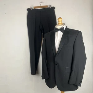 Racing Green Tuxedo Dinner Suit 2 Piece Men's Black 40R Jacket 34W 32L Trousers - Picture 1 of 24