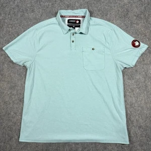 Canada Weather Gear Button Pocket Golf Polo Shirt Men’s Size L Teal Green Stripe - Picture 1 of 12