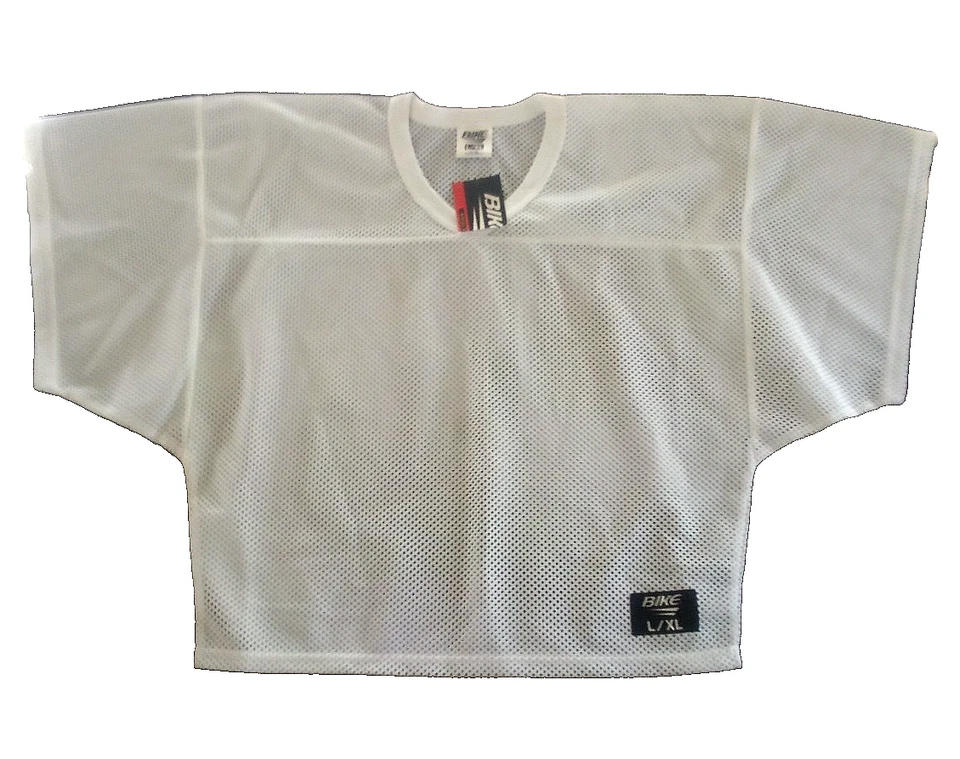 Camiseta deportiva de práctica de malla blanca para bicicleta manga corta L/XL tiene una etiqueta Foto 1 de 4