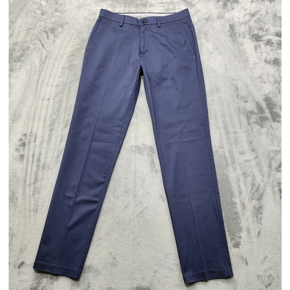 Pantalones HAGGAR Para Hombre 30X32 Azul Sin Hierro Premium Caqui Ajustados Calce Recto Elastizados Foto 1 de 4