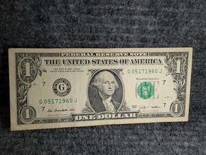 US Currency Birthday Anniversary Note Bill - $1 G05171960J - May 17th 1960 - Picture 1 of 2