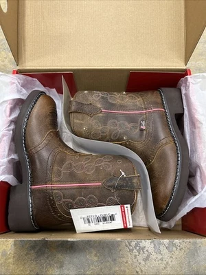 Botas Justin Kids Puntera Redonda Iluminadas JK9915 Talla 2/D Ancho Marrón Brillante Nuevas en Caja Foto 1 de 4