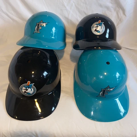 Vintage 1990s Florida Marlins Full Size Plastic Batting Helmet Lot of Four (4x) Cover