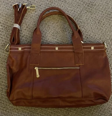 "Bolso de Mano Cuore & Pelle Rojo Óxido/Ladrillo Amelia Cuero Guijarro - 18"" x 11""" Foto 1 de 2