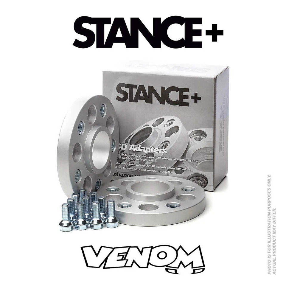 Adaptadores de buje PCD Stance+ 20 mm Audi RS3 8Y 5x112 57,1 M14 a 5x120 72,5 M12 Foto 1 de 1