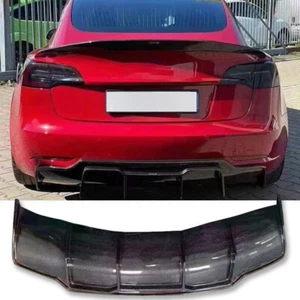 Rear Lower Bumper Diffuser Carbon Fiber Fits Tesla Model 3 V Style 19+ - Picture 1 of 9