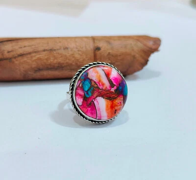 Rosa Kupfer Türkis 925 Silber Handarbeit Ring Geschenkartikel Alle Größen Ring - Bild 1 von 4