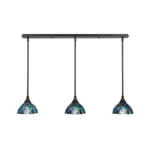 Toltec 3 Light Mini Pendant, Granite, 7" Blue Mosaic Tiffany - 36-DG-9955 - Picture 1 of 1