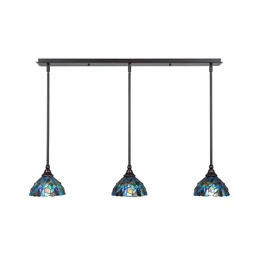 Toltec 3 Light Mini Pendant, Granite, 7" Blue Mosaic Tiffany - 36-DG-9955 - Image 1 of 1