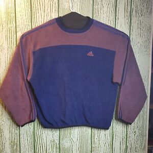 Vintage Adidas Navy and Purple Crew Neck Sweatshirt Size XL Embroidered Logo