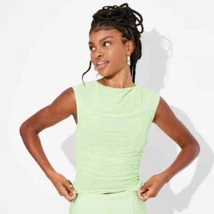 Women's Short Sleeve Boat Neck Mesh T-Shirt - Wild Fable Sage Green XS - Picture 1 of 11