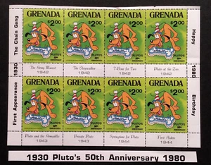 GRENADA - 1980 PLUTO'S 50th ANNIVERSARY / ANIMATION DISNEY - 8V MINT NH - Picture 1 of 4