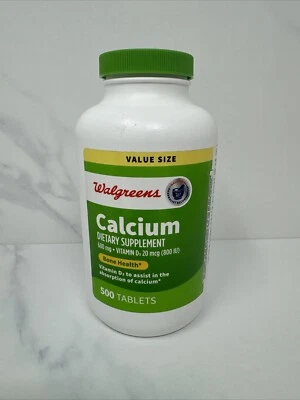 Walgreens Calcium with Vitamin D3 Bone Health 600mg 500 Tablets EXP 12/25 New - Image 1 of 4