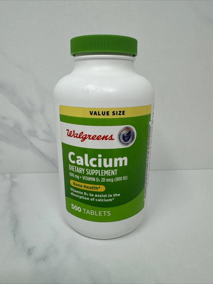 Walgreens Calcium with Vitamin D3 Bone Health 600mg 500 Tablets EXP 05/26