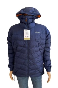 RAB Men Nebula Pro Insulated Hooded Outdoor Deep Ink Blue Jacket Large YKK Zip - Picture 1 of 11