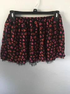 Total Girl youth Girls skirt size 10/12 black with lips and hearts layered - Picture 1 of 3