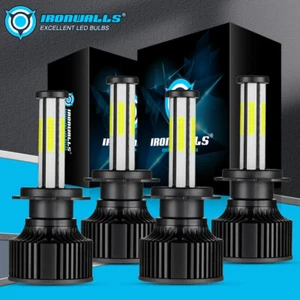 Kit de faros LED 4/6/8 lados 6000K H7 alto H7 bombillas de haz bajo blanco súper brillante - Imagen 1 de 21