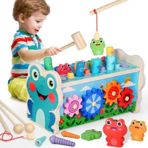 Holz Montessori Spielzeug 1 2 3 Jahre Mädchen Junge Xylophon Hammerspiel Kinder - Bild 1 von 12